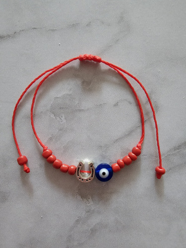 Pulsera Herradura Ojo Turco Amuleto Energia Positiva Rojo 15 Cm 30 Cm