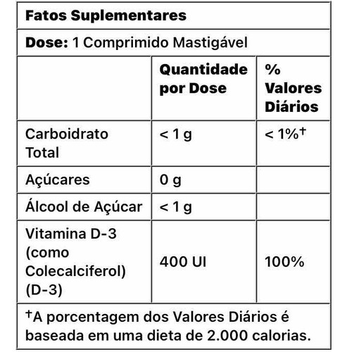 Vitamina D, 400 Ul 90 Pastilhas Mastigáveis P/ Crianças 