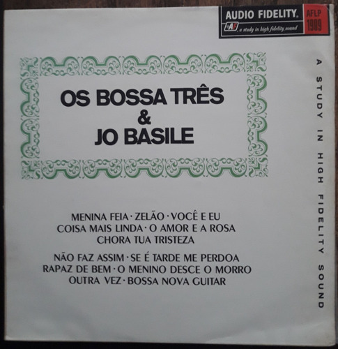 Lp Vinil (vg+/nm) Os Bossa Três & Jo Basile 1a Ed Br 1963 Mo