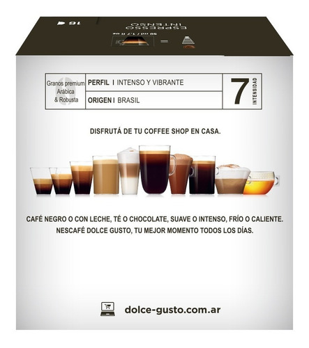 Imagen 4 de 8 de Cápsulas Nescafé Dolce Gusto Espresso Intenso Oficial