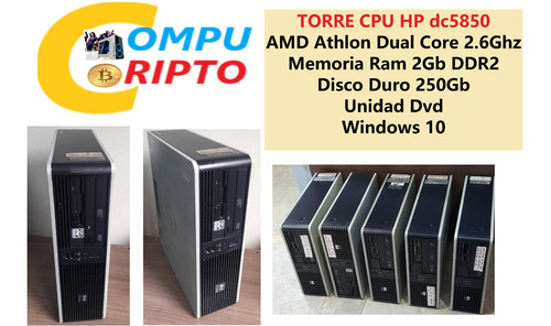 Torre Cpu Hp Dc5850 X2 Dual Core Ram 2gb Ddr2 Hdd 250gb