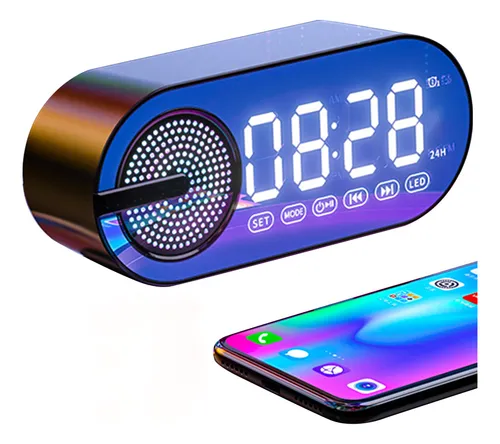 MOXSN Reloj Digital LED Despertador con Altavoz Bluetooth y Radio + 1PCS Chick Joyería