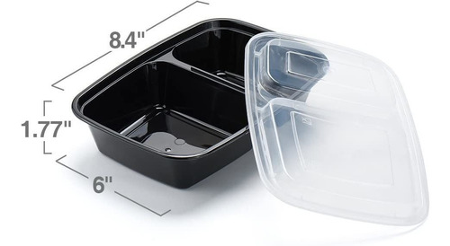 Glotoch 50 Pack 32 Oz Meal Prep Container, 2-compartiment...