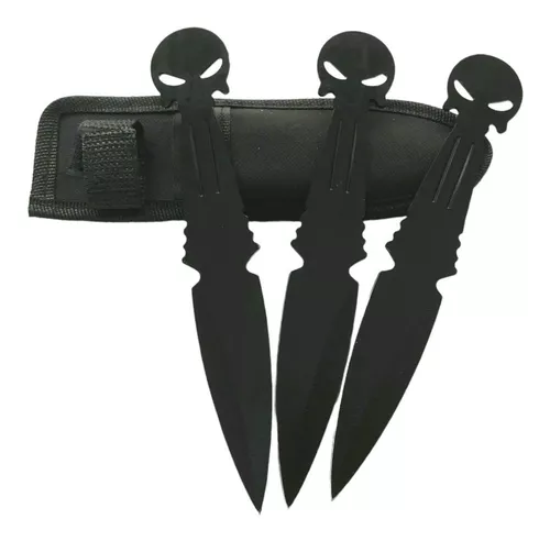 Set 3 Cuchillo Kunai Arrojadizos Ninja Orange Con Funda