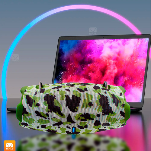 Bocina Radio Fm Luz Led Recargable Usb Bluetooth Portatil