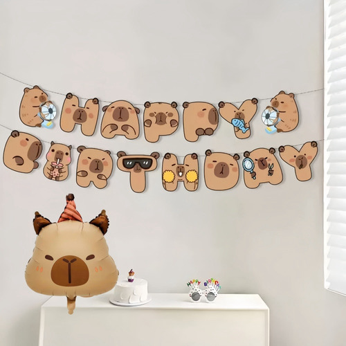 Kit De Globos Cumpleaños Capibara Fiesta Decoracion Capybara