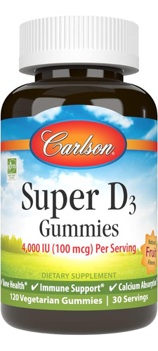 Super Vitamina D3 4000 Iu Carlson 120 Gomitas