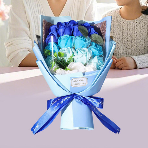 Valentines Day Soap Roses Bouquet Mother's Day Blue