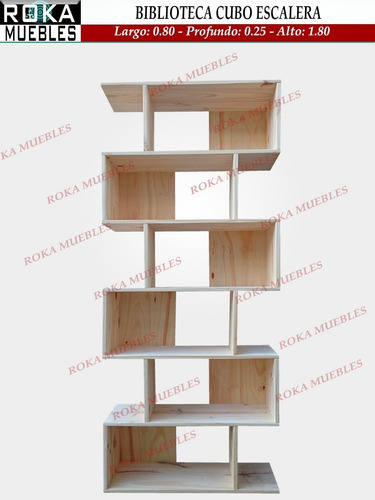 Imagen 2 de 4 de Biblioteca Cubo Escalera Pino 100x25x180 Roka