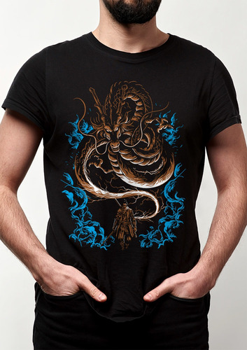 Imagem 1 de 7 de Camiseta Geek Dragão Samurai Japones Rpg Masculina Promoção