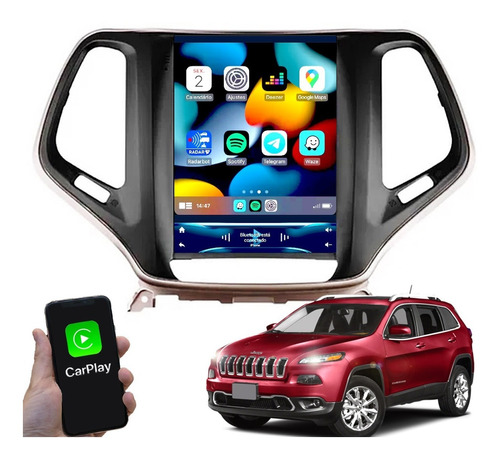 Multimídia Tesla Jeep Cherokee 2014 2015 Carplay Gps Wifi Bt