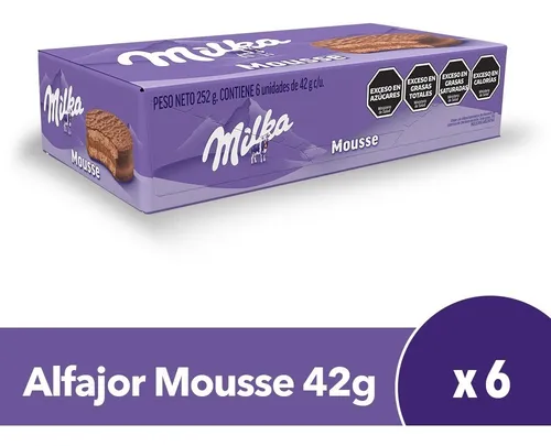 Caja Alfajores Milka Mousse 6 Unidades