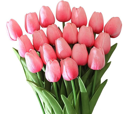 Flores De Tulipán Artificiales Para Decoración 30 Pack Rosa