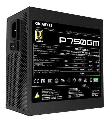 Imagen 4 de 7 de Fuente Gamer Gigabyte Gp-p750gm 750w 80 Plus Gold Modular