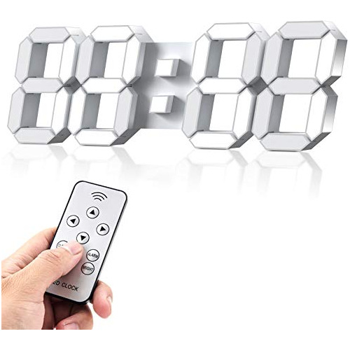 Reloj De Pared Led 3d Control Remoto 12/24 Horas Hora/f...