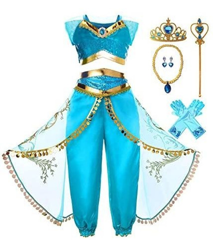 Kukiee Girls Azul Princesa Traje Halloween Cosplay 8mc8x