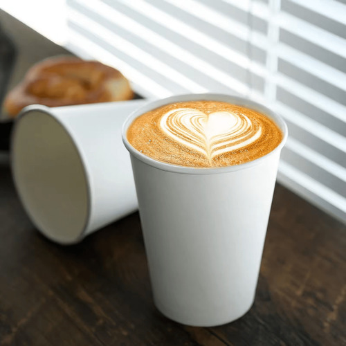 Vaso De Carton Para Café Encerado Biodegradable 16 Oz 50 Pz Color Blanco