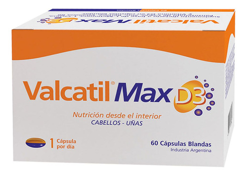 Valcatil Max D3 Nutrición Fortalece Cabello Y Uñas 60 Caps