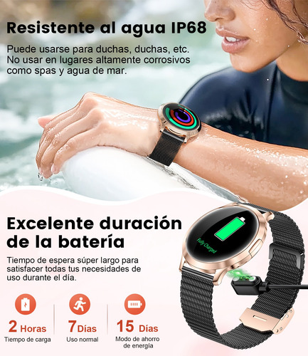 Lige Smartwatch Mujer Fv16-b Silver 100+ Modos Deportivos,monitoreo Menstrual Podómetro Para iPhone Andriod