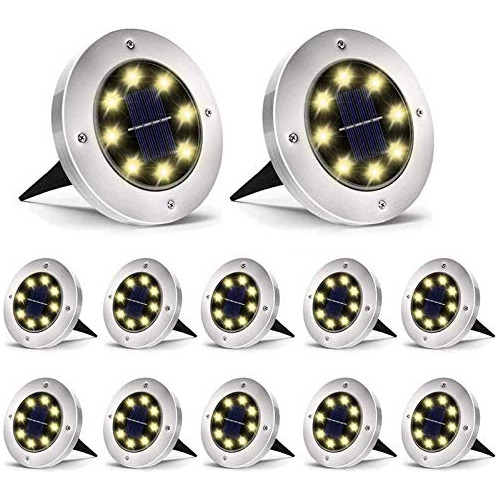 Luces Solares De Tierra, Paquete De 12, 8 Led, Luces So...