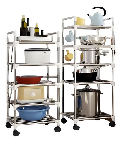 Carrito Organizador De 5 Niveles Para Cocina Baño Plateado