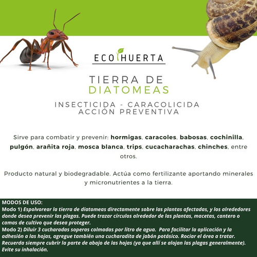 Imagen 3 de 3 de Tierra Diatomeas 5kg Insecticida Caracolicida No Calcinada