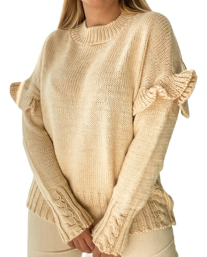Sweater Beige Con Volado Olimpia Balbina