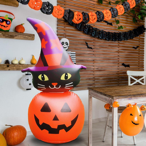 Gato Inflable De La Calabaza De La Decoración De Halloween