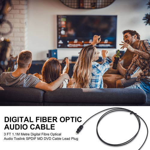 Audio De Fibra Óptica Digital Toslink Spdif De 3 Pies Y 1,1