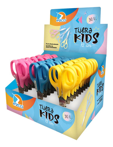 Tijera Ezco Escolar Kids 12 Cm Punta Redonda Caja X30 Un