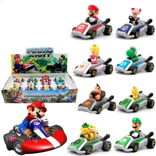 8pcs Mario Bros Auto Mario Kart A Fricción/personajes