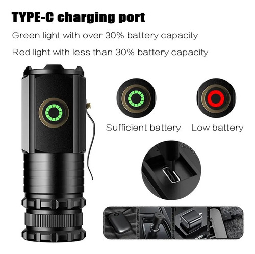 Linterna Led Tactical Titanium Laser Pro Camping Trail Usb