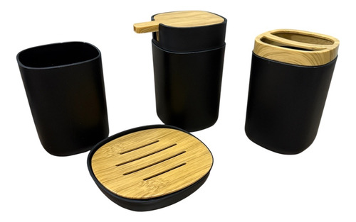 Set De Baño 4 Piezas - Estilo Nórdico Y Minimalista Negro