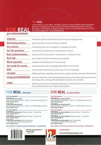 For Real Pre-intermediate - Tch's A W/cd - Paola, Martyn Y O, De Tite Paola / Hobbs Martyn / Starr Keddle Julia. Editorial Helbling Languages, Tapa Blanda En Inglés, 2011