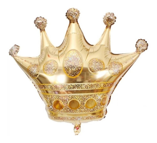 2 Balão Metalizado Coroa Dourado Príncipe Princesa