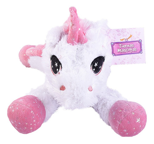 Imagen 2 de 5 de Peluche Unicornio Blanco Con Brillos 45cm El Duende Azul