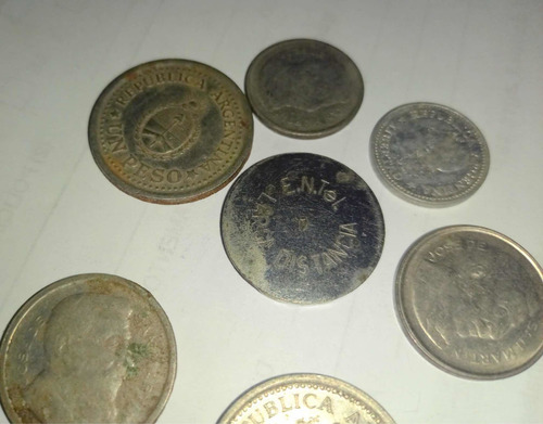 Lote 6 Monedas Argentinas + Cospel Entel (Usado)