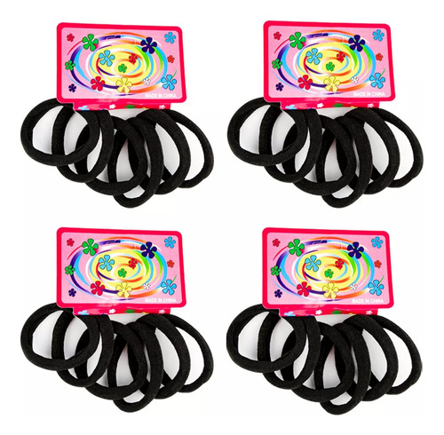 Kit 72 Elasticos Rabico Para Prender Cabelo Xuxinha Atacado Cor Preto Sem Desenho
