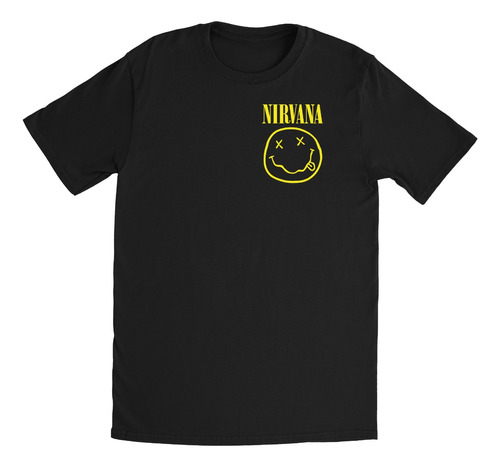 Playera Negra Nirvana Rock Grunge Música Retro Moda 01