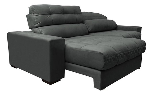 Sofá Retrátil e Reclinável com Molas Ensacadas Cama inBox Master 2,12m Tecido Suede Cinza