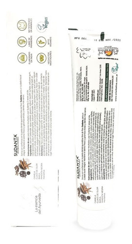 Imagen 2 de 3 de Sudanta Pasta Dental Sri Sri Ayurvédica Libre De Flúor X100g