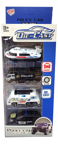 Set X 4 Vehiculos De Metal Policial Escala 1/64 Jeg Jm52282