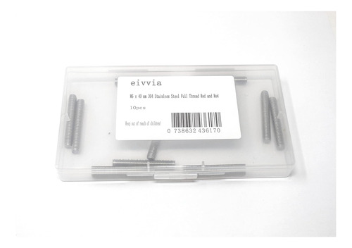 Eivvia 10 Pcs M6 X 40 Mm 304 Varilla De Rosca Completa De Y