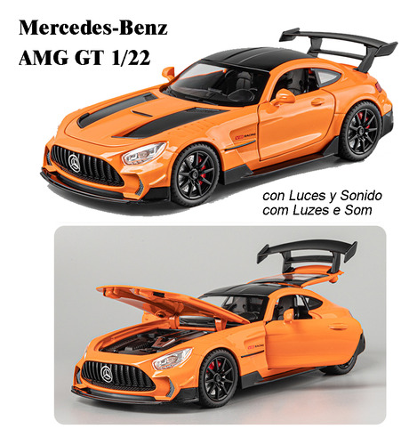 Benz Amg Gt Miniatura Metal Coche Con Luces Y Sonido 1/22