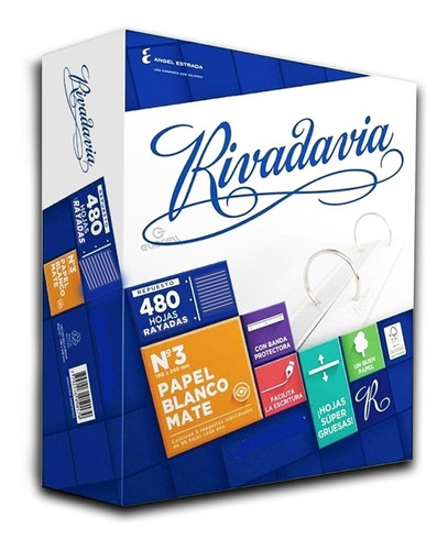 Repuesto Hojas N°3 Escolar Rivadavia 480hjs C/rotulo