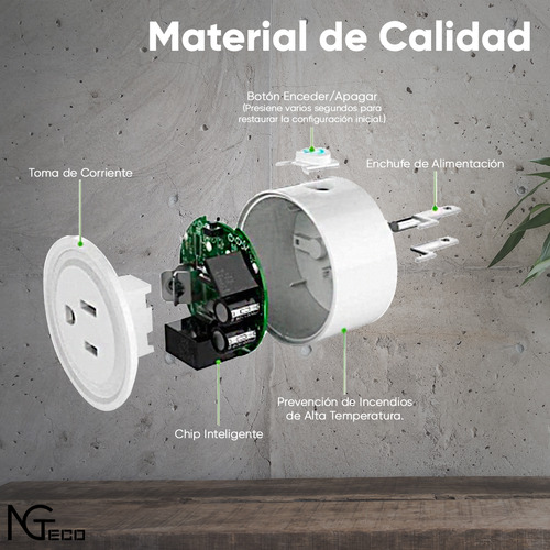 Ngteco Paquete De 2 Contactos Inteligentes Wifi Modelo Ng-p300paq2 / Control Remoto Vía App / Compatible Con Amazon Alexa Y Asistente De Google