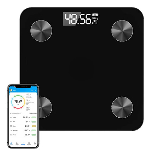 Báscula Inteligente Corporal Muscular Bluetooth 180kg Negro