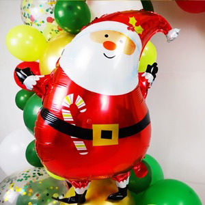 Globo Papá Noel Grande + 10 Látex Perlados 