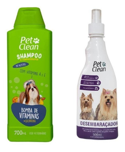 Shampoo Bomba De Vitaminas + Desembaraçador - Pet Clean