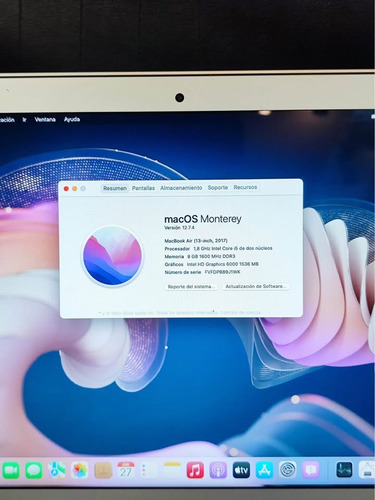 Macbook Air 2017 13 / I5 Dual Core - 8gb Ram - 128gb Ssd Silver (Usado)